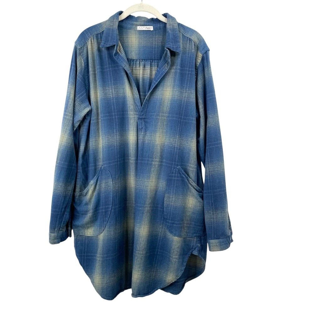 Free People x CP Shades plaid popover tunic dress Size M fall boho lagenlook